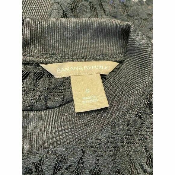Banana Republic lace nude blouse sz s scoop neck long sleeve sheer top black - Picture 5 of 7